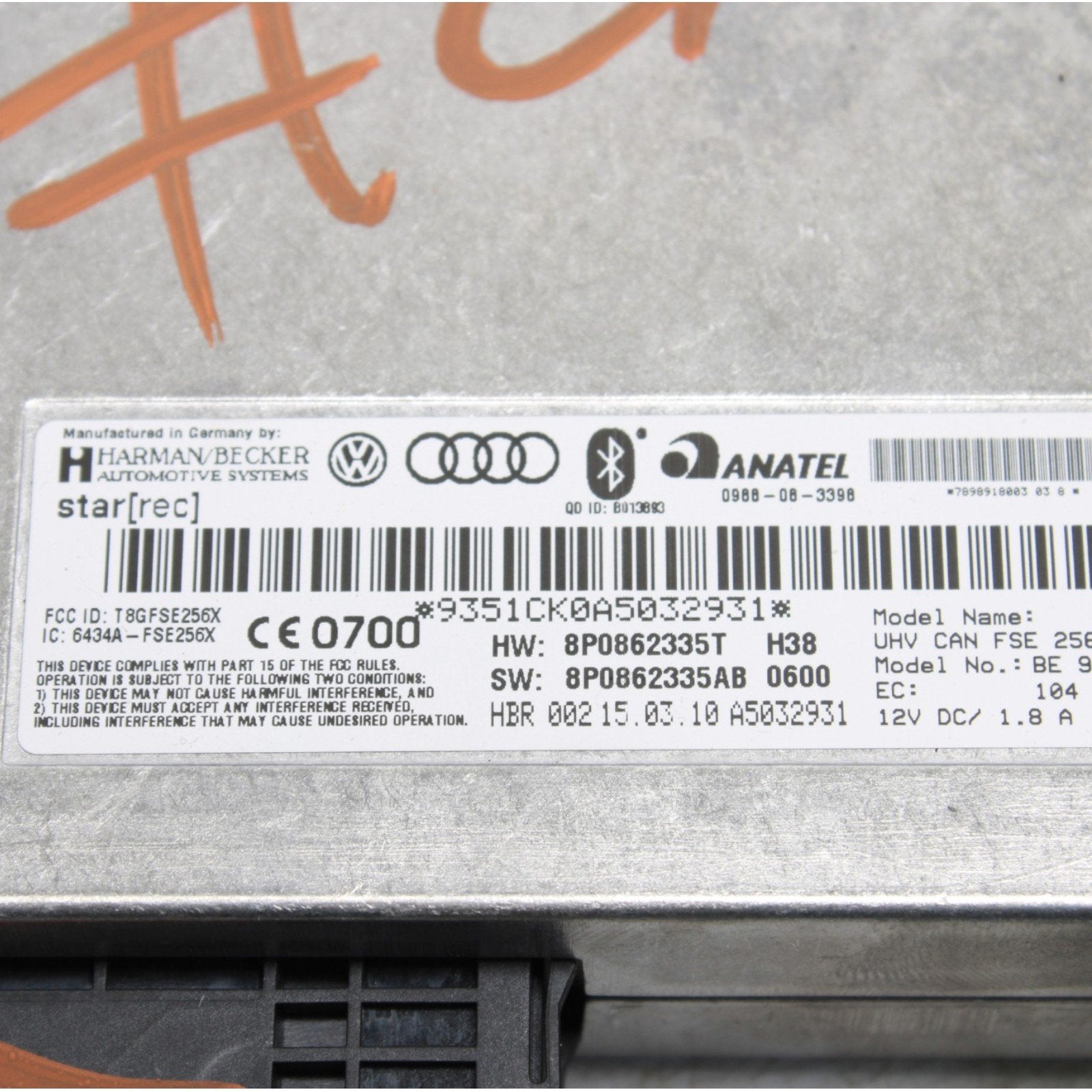 2009-2015 Audi A4 Quattro TT TTS R8 Bluetooth Telephone Module 8P0862335J