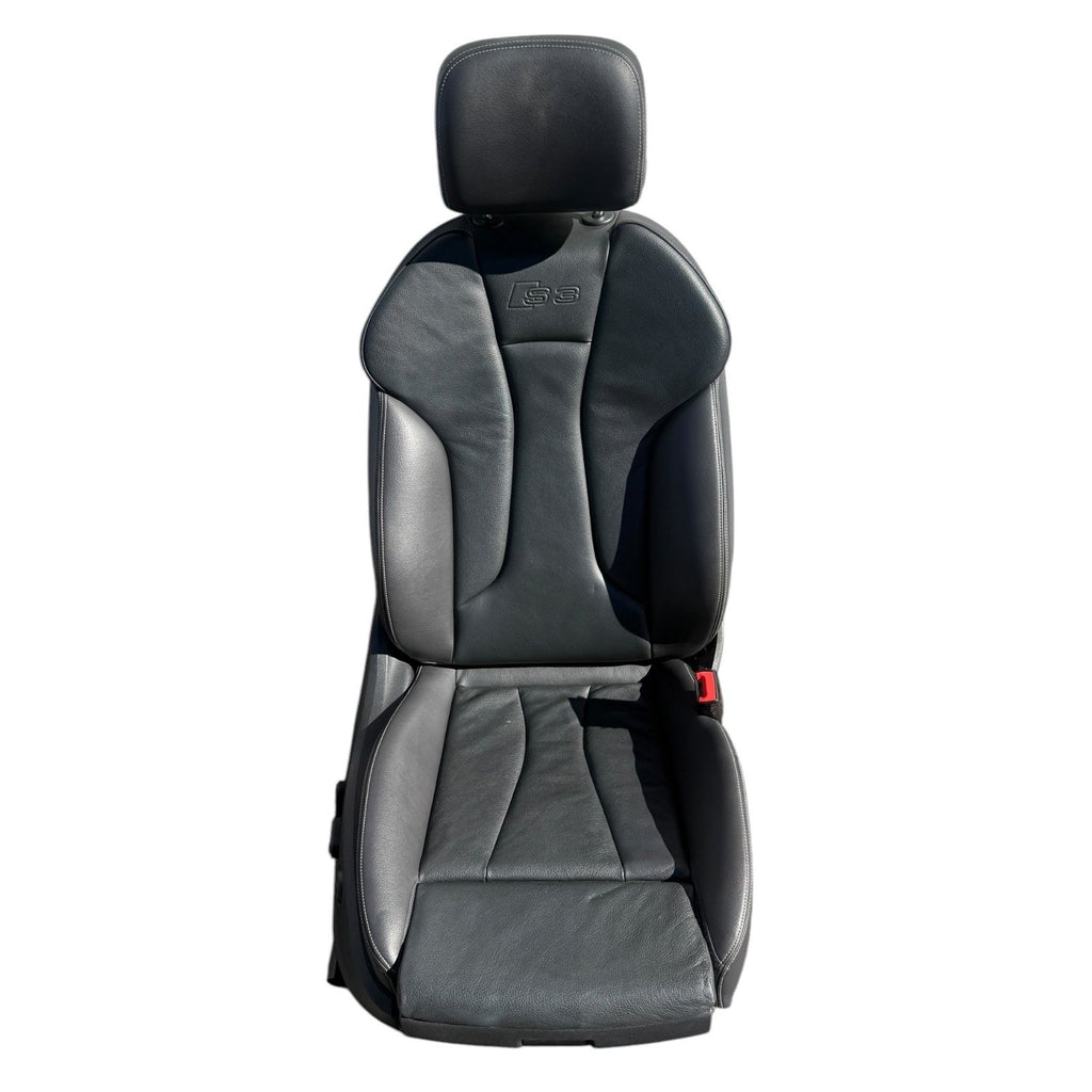 2015-2020 Audi S3 Seat Set Front & Rear Black Leather Silver Stitching OEM