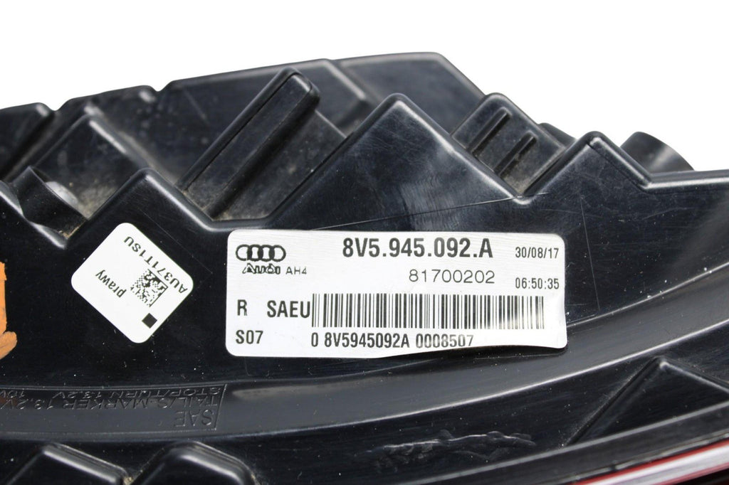 2017-2020 Audi A3 S3 RH Passenger Tail Light Outer Dynamic 8V5945092A OEM