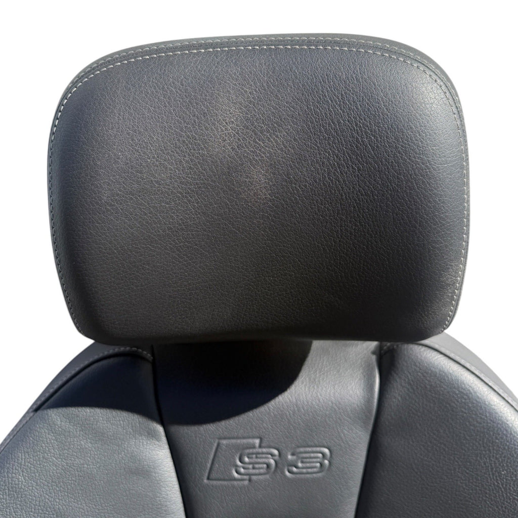 2015-2020 Audi S3 Seat Set Front & Rear Black Leather Silver Stitching OEM