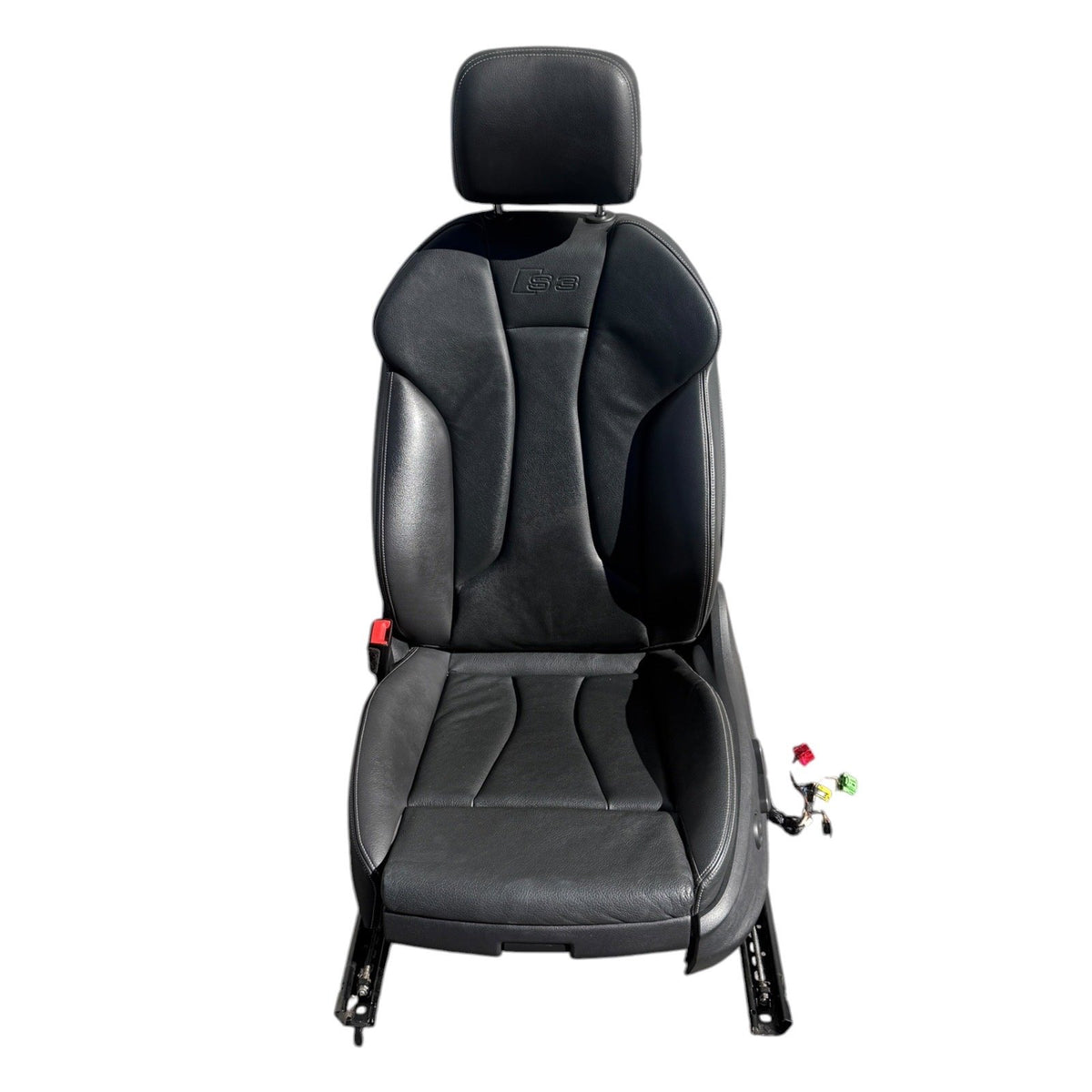 2015-2020 Audi S3 Seat Set Front & Rear Black Leather Silver Stitching OEM