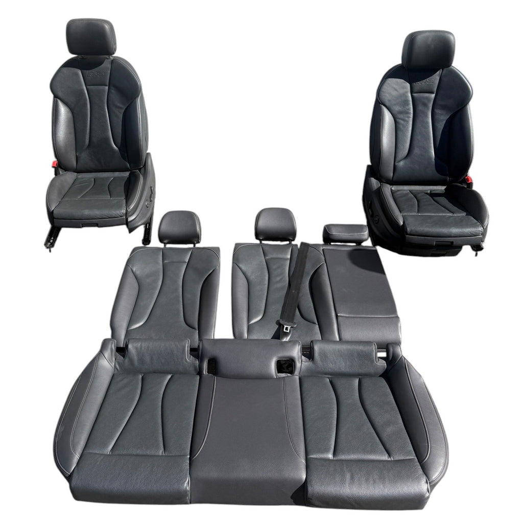 2015-2020 Audi S3 Seat Set Front & Rear Black Leather Silver Stitching OEM