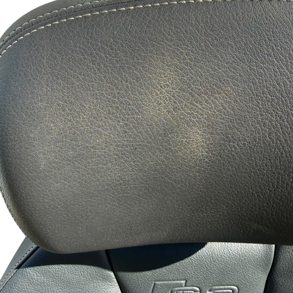 2015-2020 Audi S3 Seat Set Front & Rear Black Leather Silver Stitching OEM