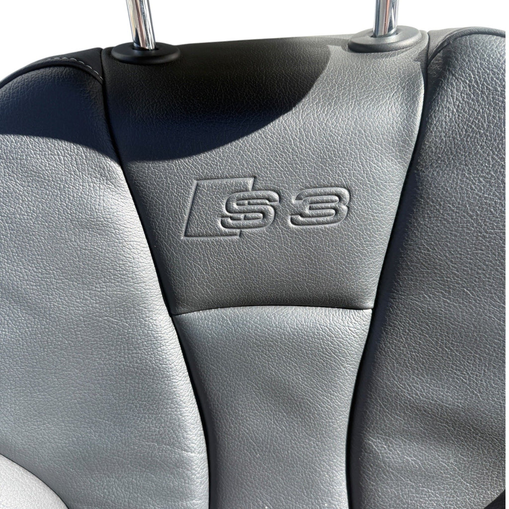 2015-2020 Audi S3 Seat Set Front & Rear Black Leather Silver Stitching OEM