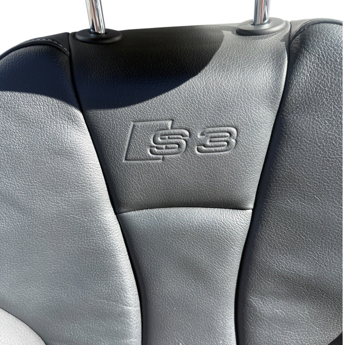 2015-2020 Audi S3 Seat Set Front & Rear Black Leather Silver Stitching OEM