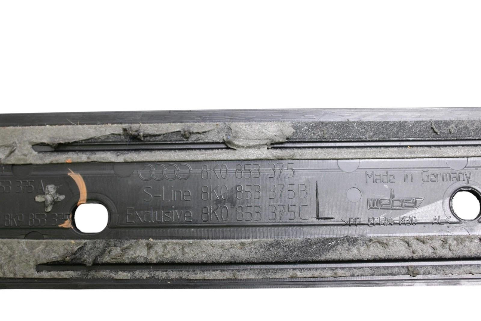09-16 AUDI A4 S4 REAR LEFT/RIGHT S4 DOOR SILL PANEL SCUFF PLATE PAIR *broke tab*