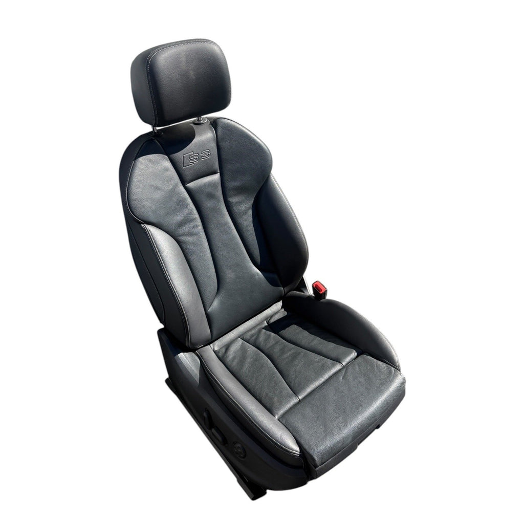 2015-2020 Audi S3 Seat Set Front & Rear Black Leather Silver Stitching OEM