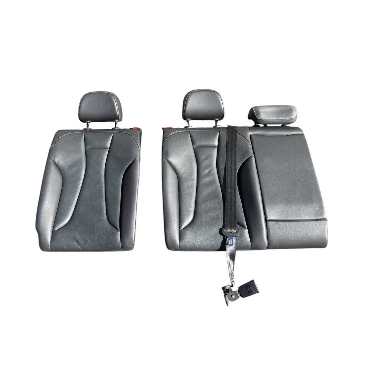 2015-2020 Audi S3 Seat Set Front & Rear Black Leather Silver Stitching OEM