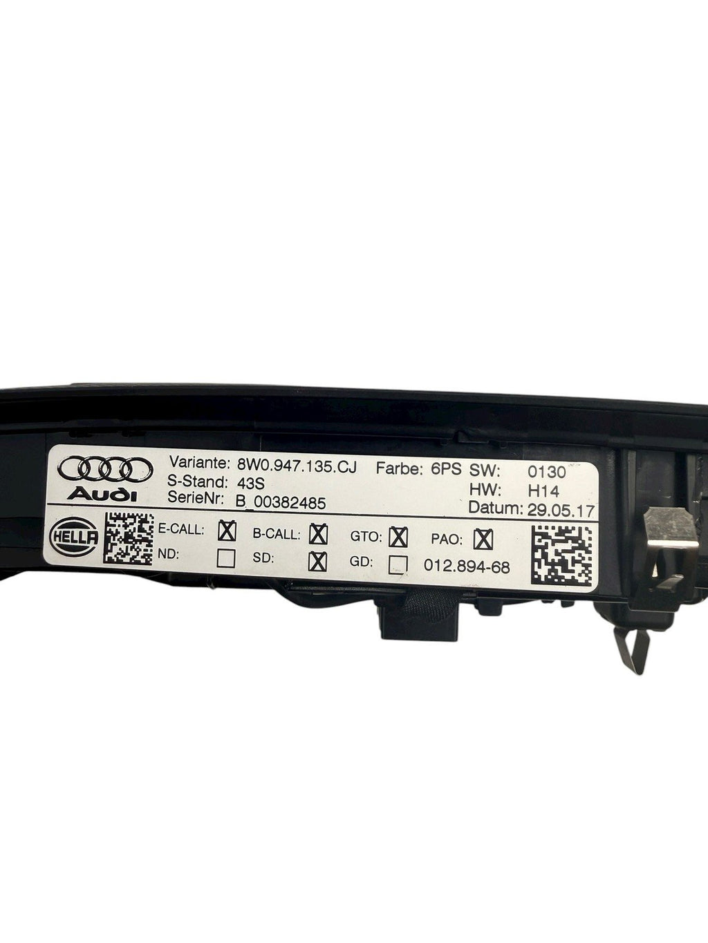 2017-2024 Audi A4 A5 S4 S5 Front Dome Reading Light Sunroof Black 8W0947135
