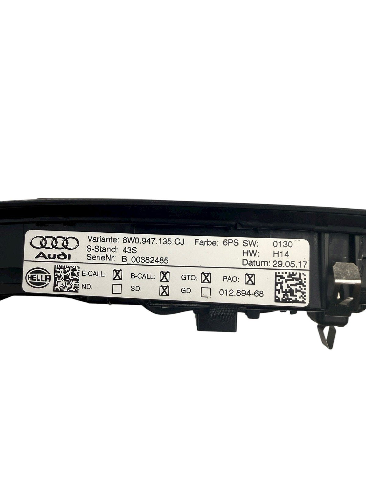 2017-2024 Audi A4 A5 S4 S5 Front Dome Reading Light Sunroof Black 8W0947135