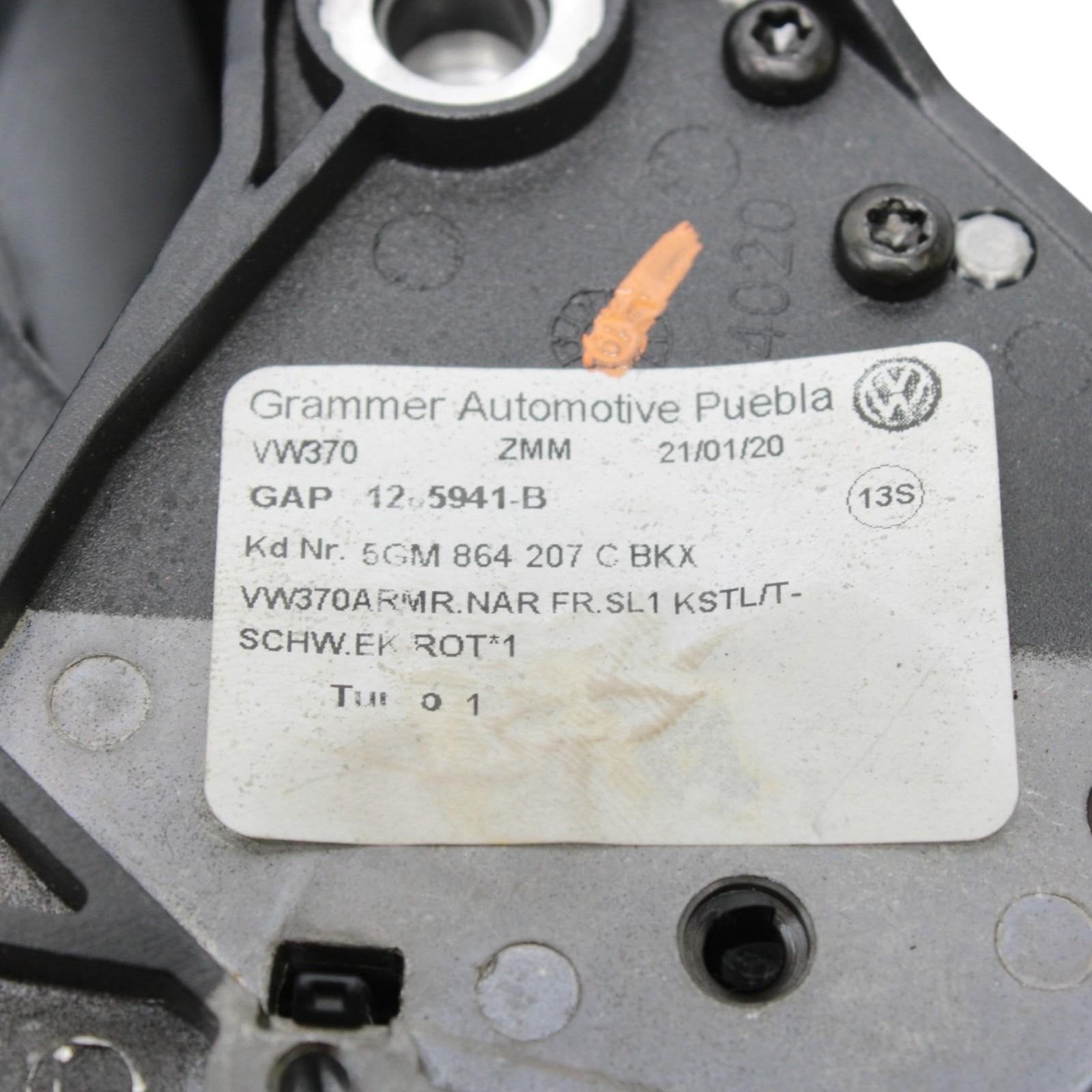 2015-2021 Volkswagen GTI Golf R Black Leather Center Console Arm Rest OEM