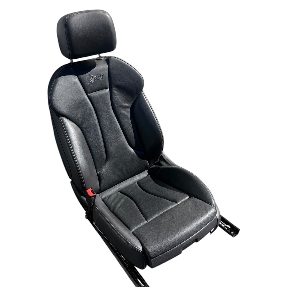 2015-2020 Audi S3 Seat Set Front & Rear Black Leather Silver Stitching OEM