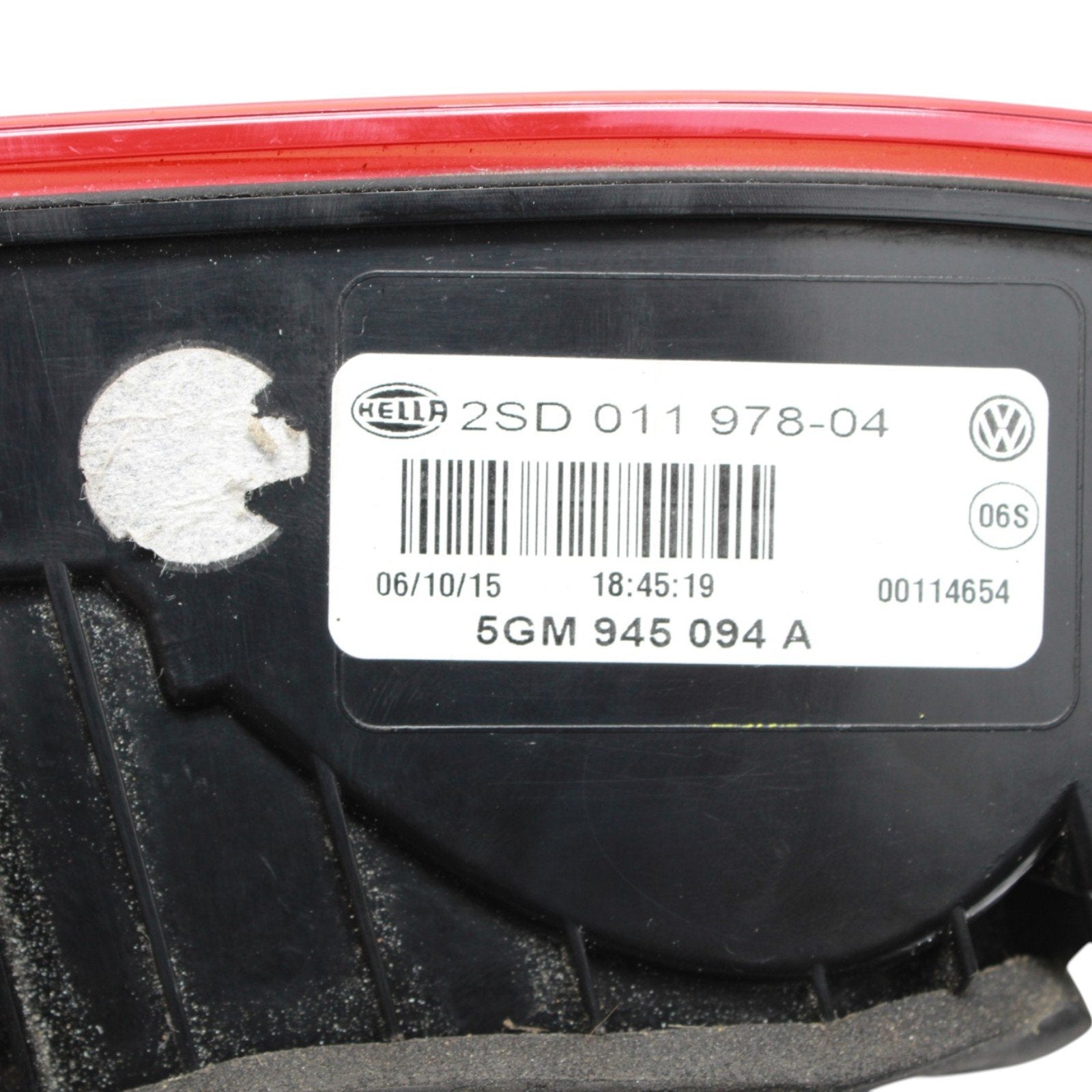 2015-2017 Volkswagen GTI Right RH Inner Tail Light Lamp 5GM945094A