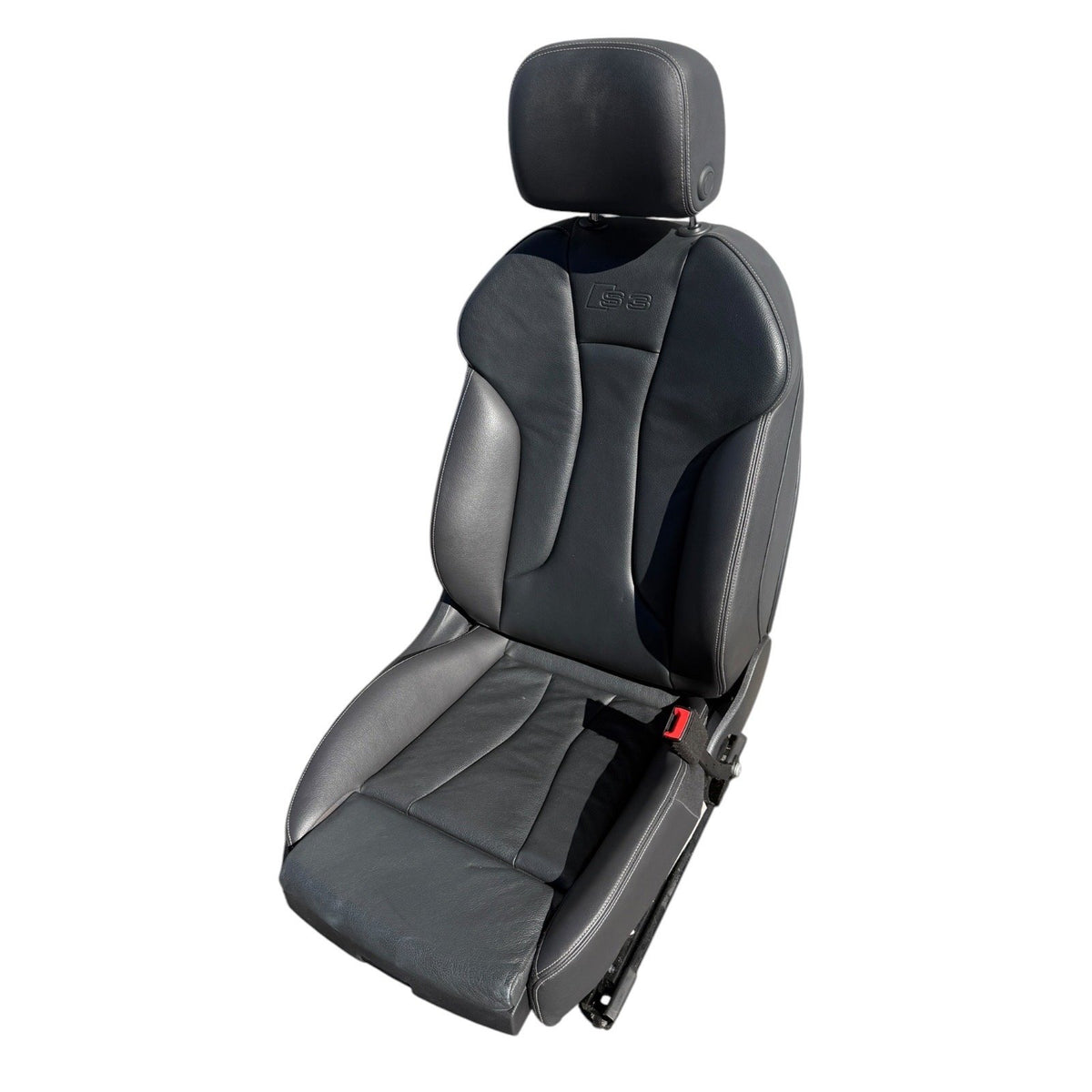 2015-2020 Audi S3 Seat Set Front & Rear Black Leather Silver Stitching OEM