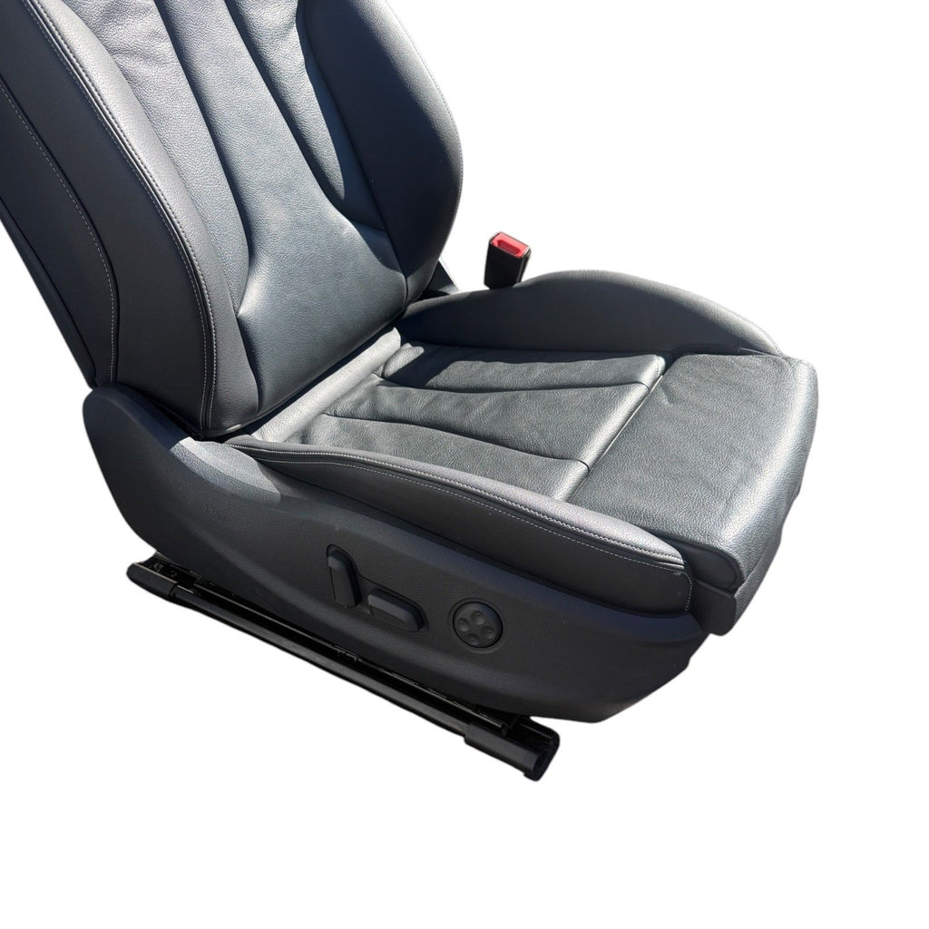 2015-2020 Audi S3 Seat Set Front & Rear Black Leather Silver Stitching OEM